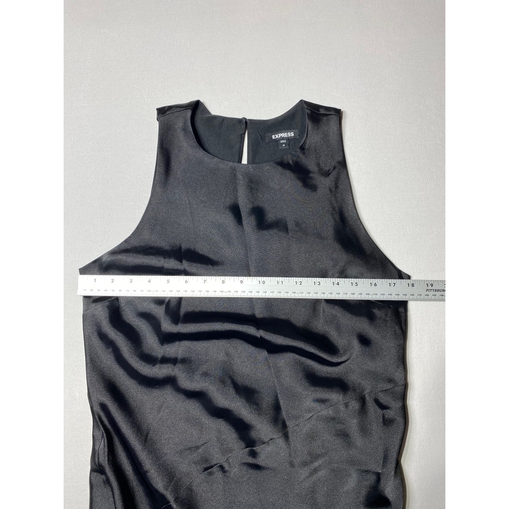 Express Womens Medium Black Satin Maxi Dress Sleeveless A-Line Formal Wedding - Picture 14 of 14